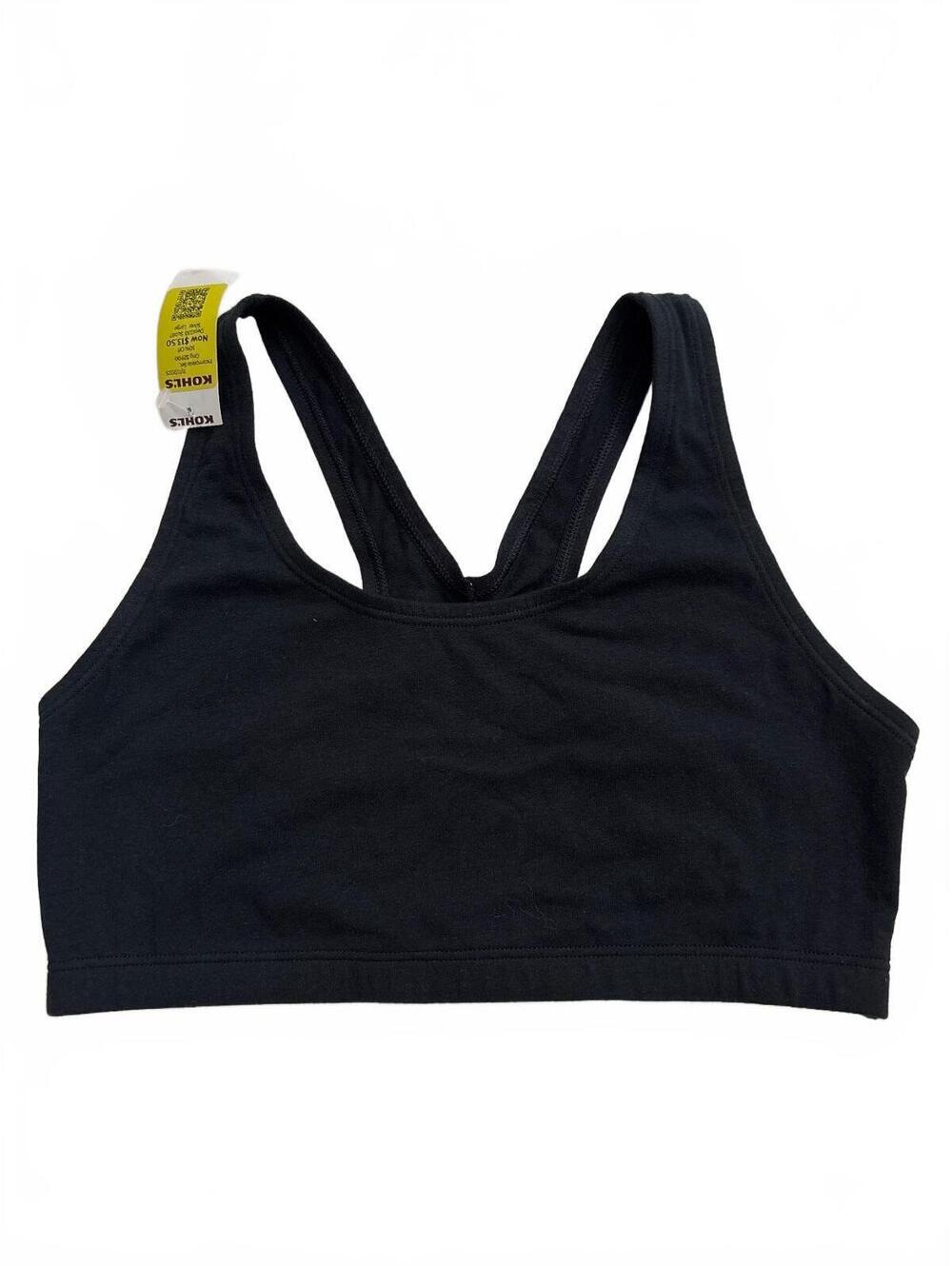 Fruit of the Loom Black Cotton Spandex Sports Bra Large